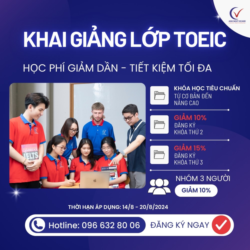 Luyện thi TOEIC - Càng học càng rẻ, hiệu quả càng cao Luyện thi TOEIC - Càng học càng rẻ, hiệu quả càng cao