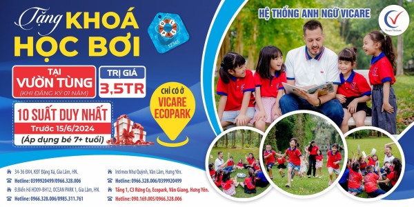 CHÀO HÈ CÙNG ANH NGỮ VICARE ECOPARK – TẶNG KHÓA HỌC BƠI MIỄN PHÍ